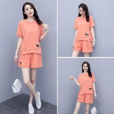 批发原版绣花<b class='q'>运动</b>服<b class='q'>女</b>新款韩版时尚圆领短袖<b class='q'>短裤</b>休闲跑步两件套