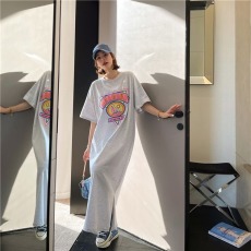 批发仿棉牛奶丝夏季韩版韩国大码长款连衣裙胖mm宽松过膝睡裙专供<b class='q'>外贸</b>