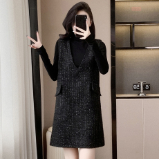批发2026秋冬季新款<b class='q'>大码</b>女装小香风背心裙时尚胖女孩中长款无袖连衣裙
