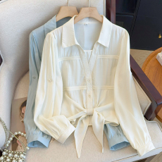 批发春装新款时尚洋气<b class='q'>假两件</b>拼接<b class='q'>衬衫</b>女长袖设计感小众气质减龄上衣潮