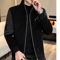 批发2025男士春秋款高端拼色时尚外套立领拼接休闲加厚保暖大码上衣潮