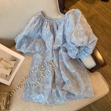 批发清仓捡漏一线品牌专柜商场撤回剪标女装夏一字肩衬衫女碎花上衣服