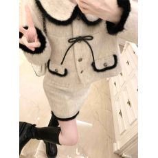 批发早初<b class='q'>秋</b>季女装茶系穿搭配一整套富家千金小香风裙子两件套