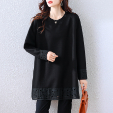 批发大码女装2026春季新款宽松慵懒设计感时尚拼接长袖T恤百搭上衣女