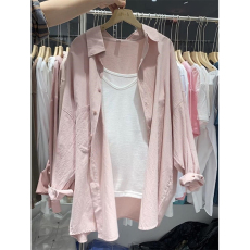 批发86人棉11涤3锦纶白色衬衫女2026<b class='q'>夏季</b>新款高级感防晒长袖上衣