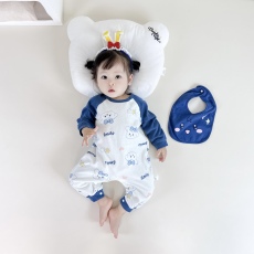 批发[黛琳芬]59-90cm码婴幼儿哈衣爬服双面纯棉A类长袖连体儿童睡衣12