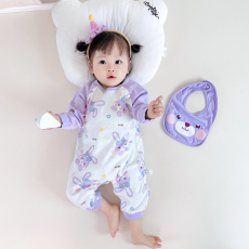 批发[黛琳芬]59-90cm码婴幼儿哈衣爬服双面纯棉A类长袖连体儿童睡衣12
