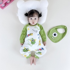 批发[黛琳芬]59-90cm码婴幼儿哈衣爬服双面纯棉A类长袖连体儿童睡衣12