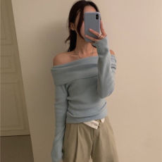 批发baby<b class='q'>婴儿</b>蓝甜美露锁骨露肩显瘦百搭