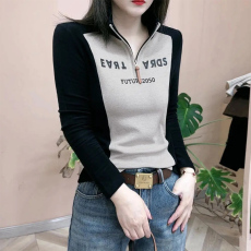 批发德绒半拉链长袖T恤女士2026春秋季新款时尚休闲显瘦保暖百搭上衣