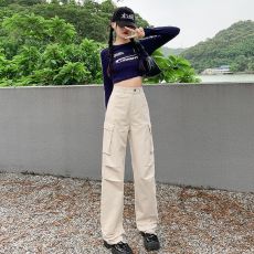 批发欧美风工装<b class='q'>裤</b>女高腰复古直筒<b class='q'>裤</b>2025新款美式街头<b class='q'>大</b>口袋个性休闲<b class='q'>裤</b>