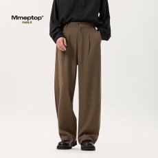 批发垂感休闲西装裤男士<b class='q'>夏</b>季薄款冰丝宽松垂坠感棕色高级感直筒长裤子