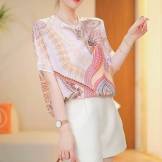 批发洋气漂亮印花<b class='q'>雪纺</b><b class='q'>短袖</b><b class='q'>T</b>恤衫女2026春夏新款宽松休闲百搭上衣