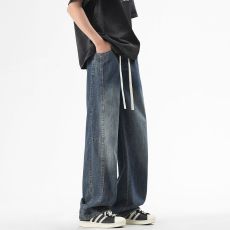 批发实拍2025春夏新款全松紧抽绳腰头前幅破骨设计莱赛尔百搭牛仔裤男