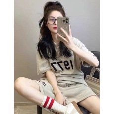 批发M--4XL时尚休闲<b class='q'>运动</b>套装夏款潮流宽松数字印花阔腿短裤两件套