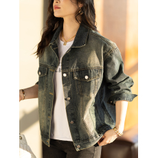 批发限价+12+小视频 女装上衣2026春季复古牛仔时尚高级感宽松短外套
