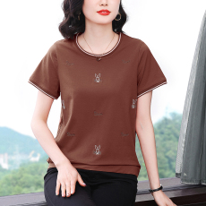 批发<b class='q'>妈妈装</b>短袖T恤纯棉女2026新款夏宽松中年半袖上衣女