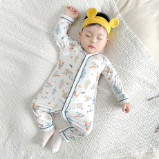 批发[黛琳芬]59-90cm码婴幼儿哈衣爬服优可丝A类连体儿童睡衣春秋薄12