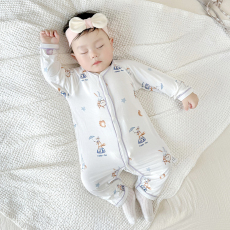 批发[黛琳芬]59-90cm码婴幼儿哈衣爬服优可丝A类连体儿童睡衣春秋薄12