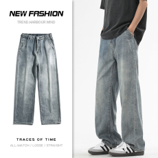 批发实拍2025春夏新款半松紧纽扣腰头设计莱赛尔面料百搭牛仔裤男