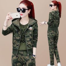 批发单/<b class='q'>套装</b>2025年新款秋季女装气质迷彩运动服显瘦卫衣休闲装三件套