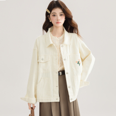 批发实拍小清新<b class='q'>甜美</b>刺绣牛仔外套女2026早春新款设计感小众上衣小个子
