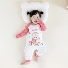 批发[黛琳芬]59-90cm码婴幼儿哈衣爬服双面纯棉A类长袖连体儿童睡衣12