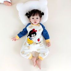 批发[黛琳芬]59-90cm码婴幼儿哈衣爬服双面纯棉A类长袖连体儿童睡衣12