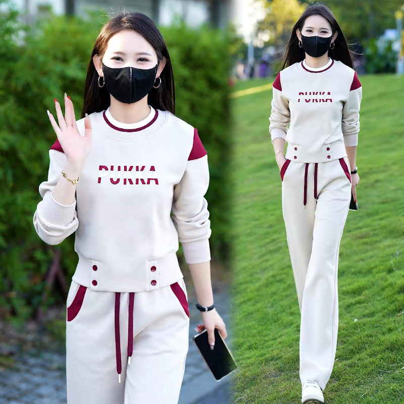 BY356071# 高含棉韩版休闲套装女秋季新款时尚卫衣直筒裤两件套 服裝批發女裝批發服飾貨源