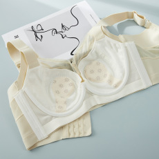 批发大码五排扣薄款大胸显小全罩杯聚拢透气调整型收副乳抹胸文胸