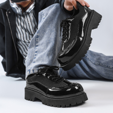 批发厚底增高皮鞋男<b class='q'>英伦</b>商务高级感系带德比鞋休闲大头百搭透气马丁靴