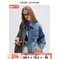 批发官图牛仔外套女2025秋季新款小个子宽松显瘦设计感拼接上衣