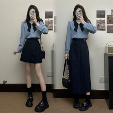 批发实拍~大码女<b class='q'>装</b>2025秋冬新款韩系气质<b class='q'>衬衫</b>显瘦高腰遮肉裙<b class='q'>裤</b>两件套