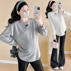 批发孕妇上衣2025新款孕妇春秋款纯棉T恤打底衫孕妇百搭白色上衣