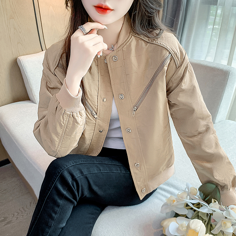 MY6619# 新款修身显瘦百搭夹克上衣超好看提花秋季棒球服短外套女女裝貨...