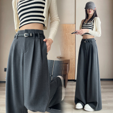 批发洗水棉西装裤女2026夏薄款小个子高腰显瘦宽松休闲百搭垂感阔腿裤