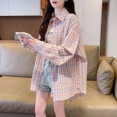 批发首发实拍100涤防晒衣女格子衬衫大码胖mm外套