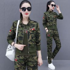 批发运动服<b class='q'>套装</b>女2025年秋季新款女装时尚高级感气质休闲<b class='q'>迷彩服</b>三件套