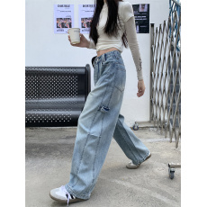 批发实拍阔腿裤<b class='q'>牛仔裤</b><b class='q'>女</b>2025年秋冬新款小个子窄版宽松显瘦弯刀裤子