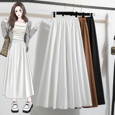 批发实拍大码女装黑色半身裙女微胖mm垂感显瘦百搭<b class='q'>通勤</b>a字天丝拖地裙