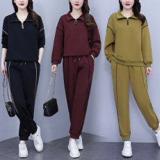 批发大码休闲运动套装2026春季新款时尚洋气遮肚显瘦时尚卫衣两件套