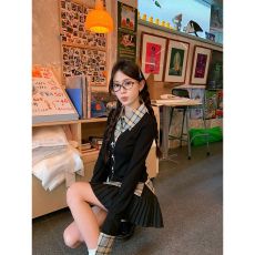 批发跨境外贸复古美式学院风穿搭假两件<b class='q'>衬衫</b>女秋冬长袖<b class='q'>修身</b>内搭上衣