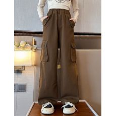 批发女童工装裤春秋款女孩新款秋装<b class='q'>儿童</b>直筒裤子运动阔腿裤女大童