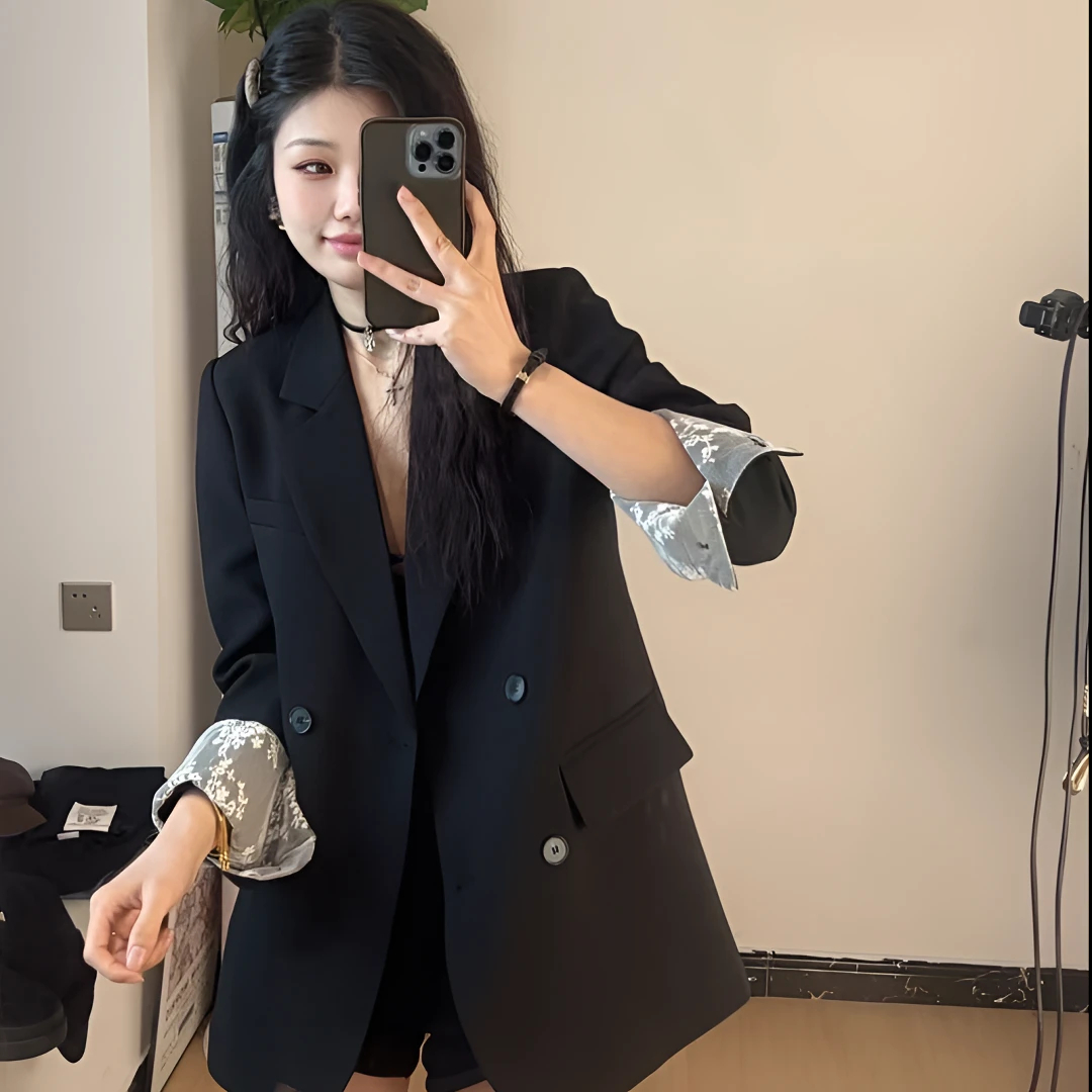경관 그림 고급 센스 정장 여성 코트 작은 키 2026 봄 새로운 한국 스타일 루즈핏 캐주얼 정장