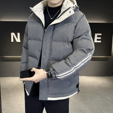 批发大码男装棉衣立领加厚保暖防寒防连帽棉服纯色时尚保暖面包服