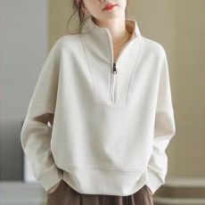 批发2026春装<b class='q'>大码</b>网红爆款韩版立领半拉链卫衣女士洋气内搭长袖上衣潮