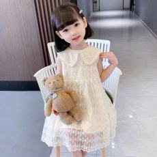 批发甜美洋气女孩连衣<b class='q'>裙</b>2026夏韩版时髦公主<b class='q'>裙</b>娃娃领蕾丝生日礼服<b class='q'>女童</b>
