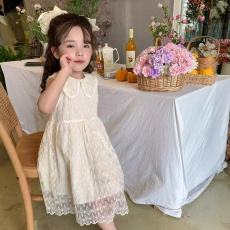 批发2026夏季<b class='q'>女童</b>连<b class='q'>衣裙</b>甜美韩版娃娃领女孩公主<b class='q'>裙</b>周岁生日蕾丝礼服<b class='q'>裙</b>