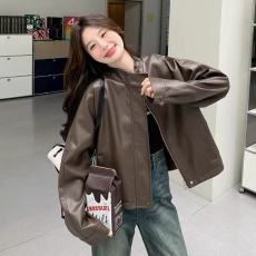 批发美拉德咖色小<b class='q'>皮衣</b>外套女2026春秋新款高级感炸街小个子<b class='q'>机车</b>服夹克