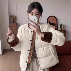 批发丝绒拼接短款羽绒棉服女冬季大码胖mm宽松韩系高级简约面包服外套